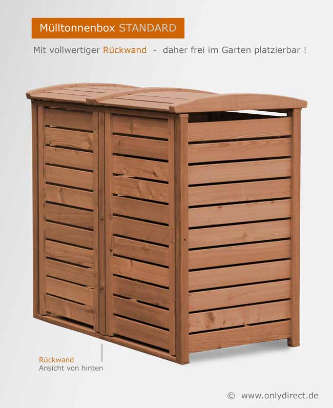 Mülltonnenbox Hartholz - grün endlackiert - 25 Jahre Garantie