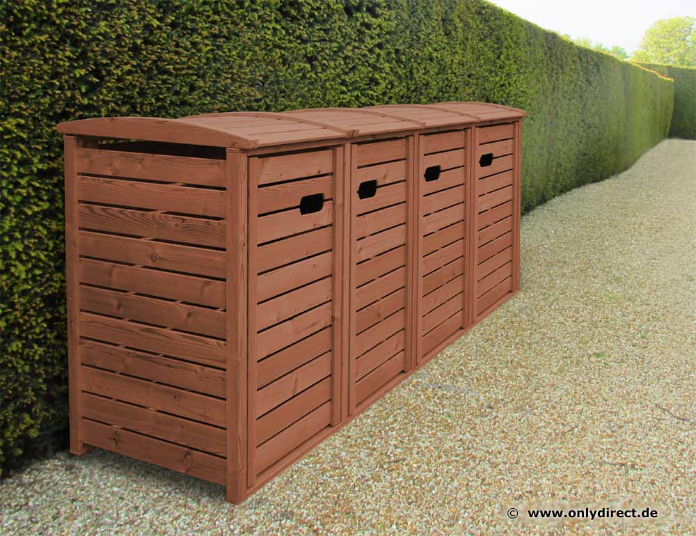 Mülltonnenbox Hartholz - grün endlackiert - 25 Jahre Garantie