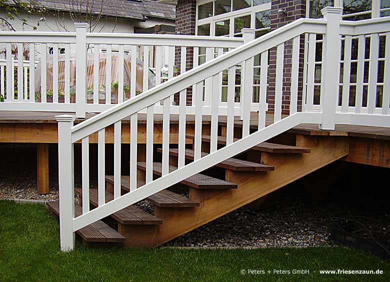 Geländer für Balkon, Garten und Terrasse, Hartholz WEISS + RAL mit 25
