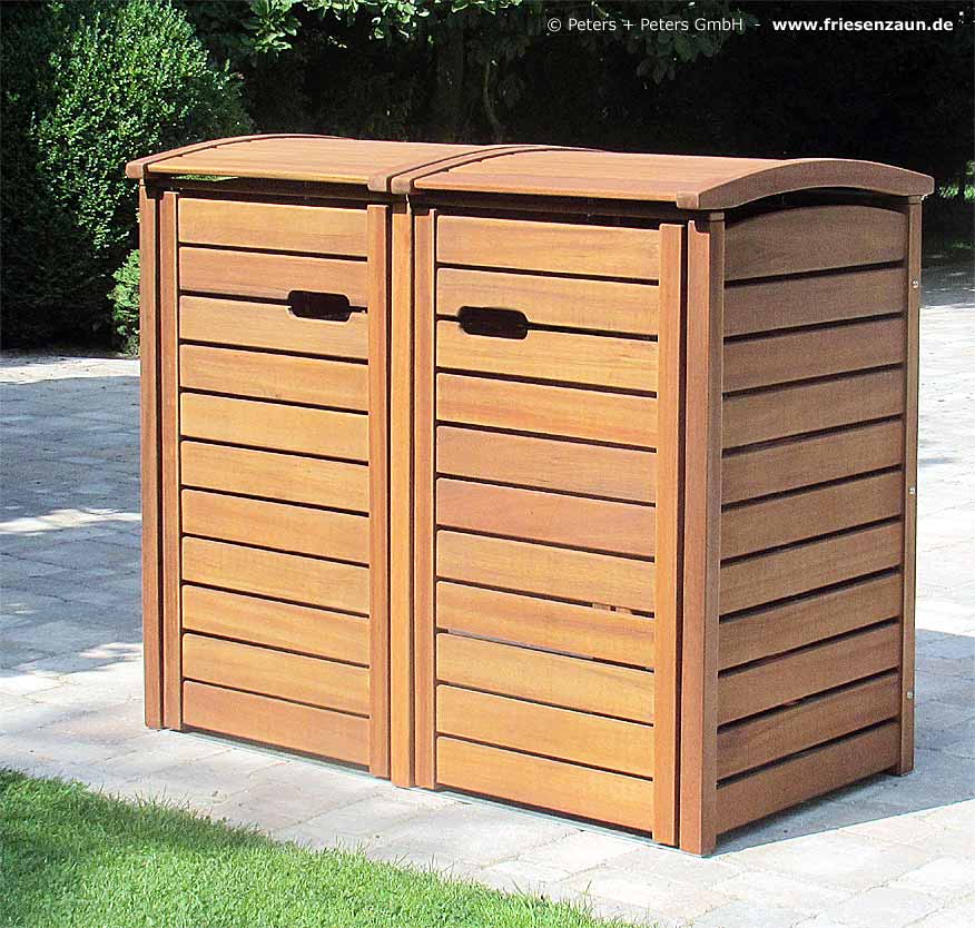 Mülltonnenbox Hartholz - grün endlackiert - 25 Jahre Garantie
