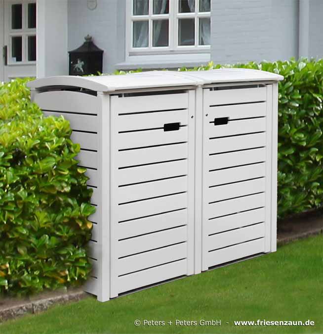 Mülltonnenbox Hartholz - grün endlackiert - 25 Jahre Garantie