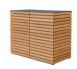 Premium Mülltonnenbox aus FSC Eukalyptus Hartholz - Müllbox Classic aus astfreiem Hartholz - 2 x 120 Liter - ab EUR 519,-