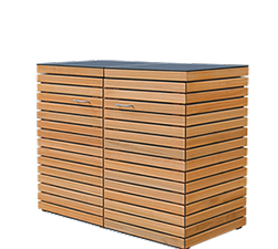 Premium Mülltonnenbox aus FSC Eukalyptus Hartholz - Müllbox Classic aus astfreiem Hartholz - 2 x 120 Liter - ab EUR 519,-