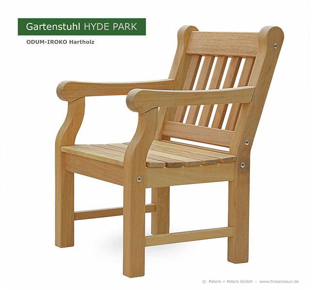 Englische Gartenbänke HYDE PARK aus ODUM-IROKO Hartholz - Weiße Holzgartenbänke Made in Germany