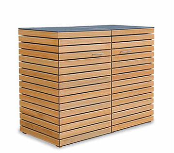 2 x 120 - 240 Liter Mülltonnenverkleidung CUBUS - FSC Hartholz Natur geölt