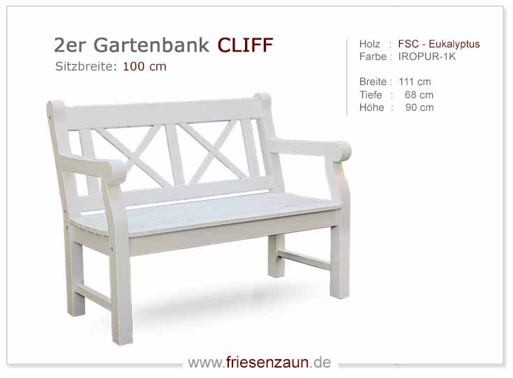 4er Gartenbank Windsor -  Gesamtbreite 240 cm - Sitzbreite 226 cm. Lieferbar in weiß oder in jedem anderen RAL-Farbton.