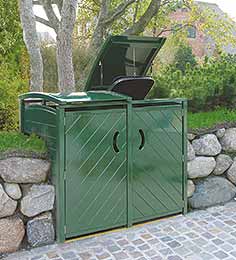 Mülltonnenverkleidung aus Hartholz - dauerhaft lackiert in jedem RAL Farbton - Sylter Mülltonnenverkleidung Tonnenschrank mit 25 Jahren Garantie