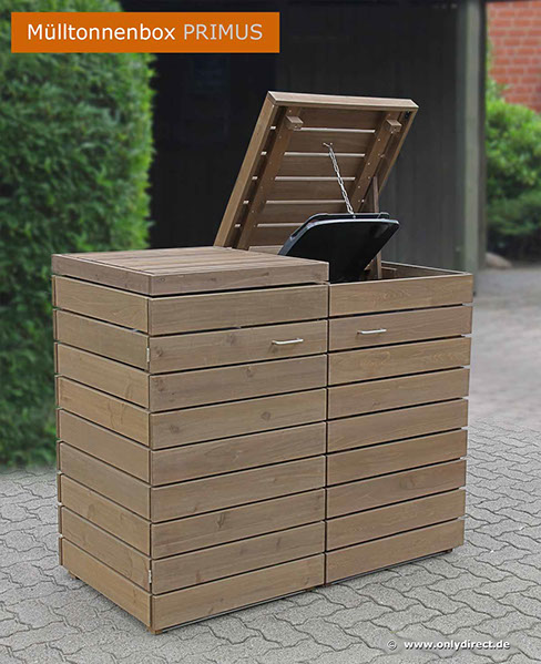 Mülltonnenbox PRIMUS für 120 und 240 Liter Mülltonnen - Extra stabile Ausführung - Asiatische Zeder (FSC) - unendlich verlängerbar