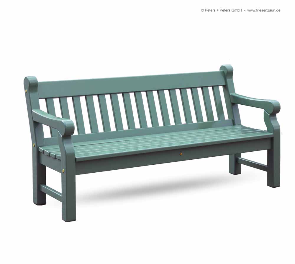 Englische Gartenbank WINDSOR grün - 2er + 3er Gartenbank Hartholz. Lieferbar in weiß oder in jedem anderen RAL-Farbton.