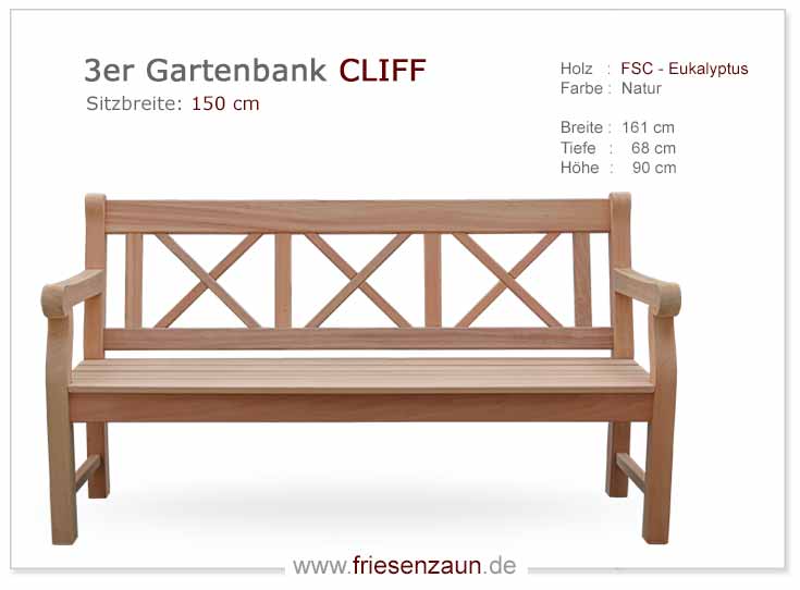 4er Gartenbank Windsor -  Gesamtbreite 240 cm - Sitzbreite 226 cm. Lieferbar in weiß oder in jedem anderen RAL-Farbton.