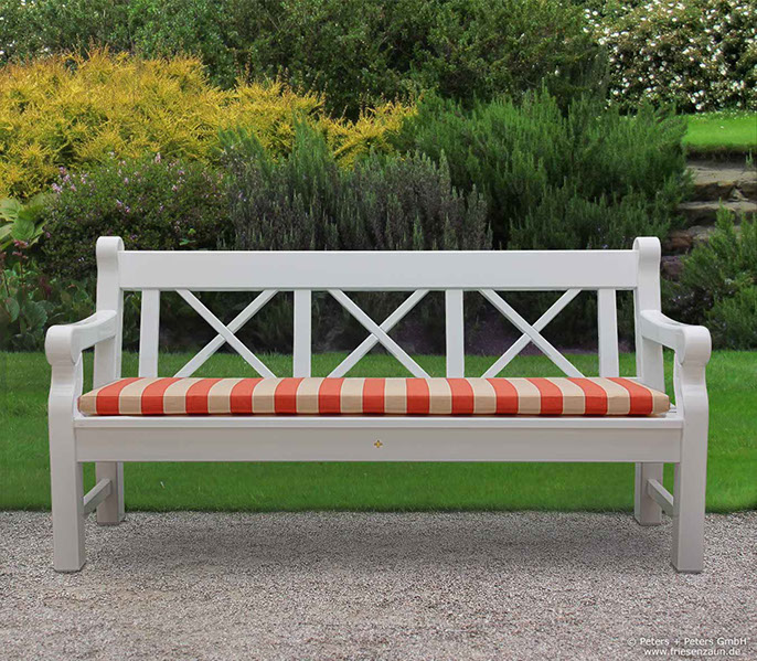 3er Holzbank Gartenbank HAMPTON - Lieferbar mit passenden Sitzkissen