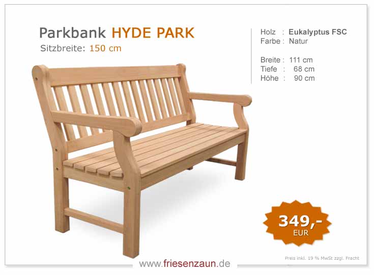 4er Gartenbank Windsor -  Gesamtbreite 240 cm - Sitzbreite 226 cm. Lieferbar in weiß oder in jedem anderen RAL-Farbton.