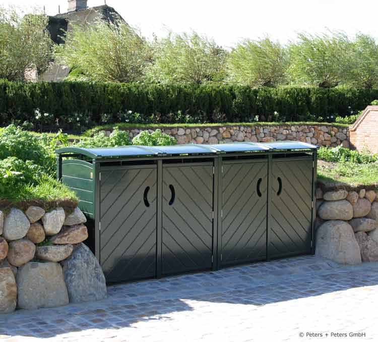 Perfekt in den Sylter Friesenwall / Steinmauer integriert - Mülltonnenbox SYLT - 4 x 120 oder 4 x 240 Liter Müllbox Sylt