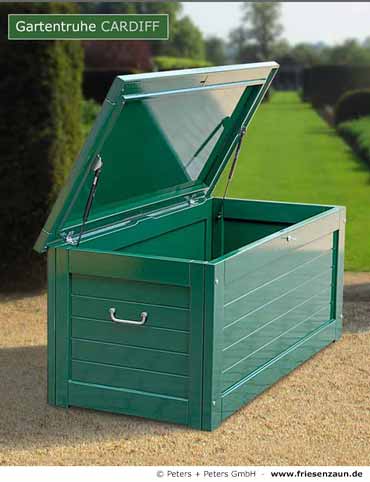 Kissentruhe - Auflagenbox CARDIFF - Kissenbox Hartholz grün lackiert