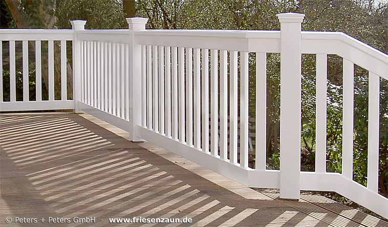 Terrassengeländer - Balkongeländer - Treppengeländer aus wertvollem Hartholz - Anfertigung nach Maß - Absolut wetterfest lackiert - mit Garantie