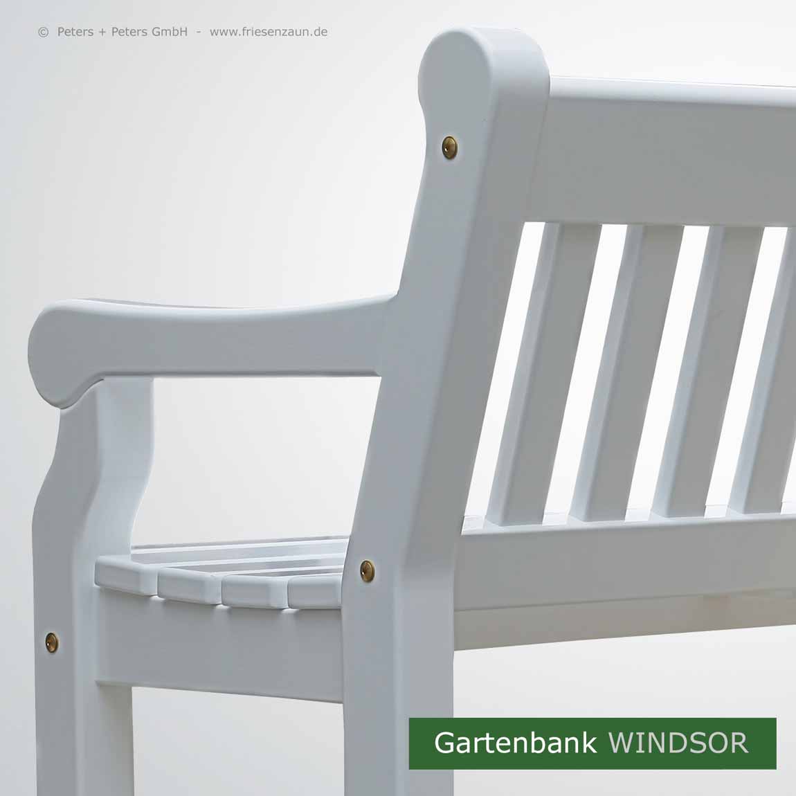 Englische Gartenbank WINDSOR grün - 2er + 3er Gartenbank Hartholz. Lieferbar in weiß oder in jedem anderen RAL-Farbton.