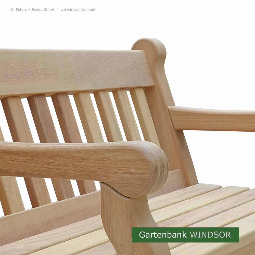Englische Gartenbank WINDSOR grün - 2er + 3er Gartenbank Hartholz. Lieferbar in weiß oder in jedem anderen RAL-Farbton.