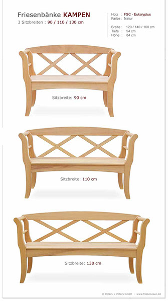 4er Gartenbank Windsor -  Gesamtbreite 240 cm - Sitzbreite 226 cm. Lieferbar in weiß oder in jedem anderen RAL-Farbton.