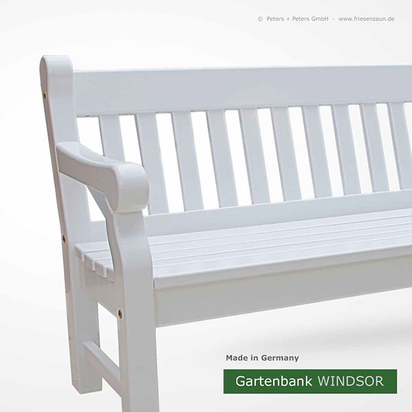 Englische Gartenbank WINDSOR grün - 2er + 3er Gartenbank Hartholz. Lieferbar in weiß oder in jedem anderen RAL-Farbton.