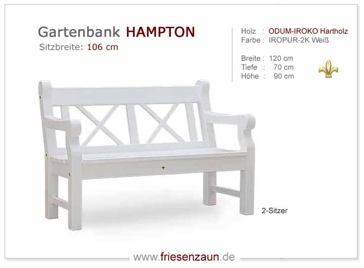 4er Gartenbank Windsor -  Gesamtbreite 240 cm - Sitzbreite 226 cm. Lieferbar in weiß oder in jedem anderen RAL-Farbton.