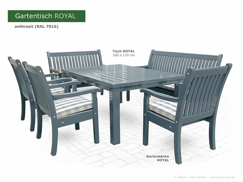 Gartentische aus dauerhaftem ODUM-IROKO Hartholz - Anfertigung nach Maß. Lieferbar in Natur, weiß und mehr als 200 RAL-Farben