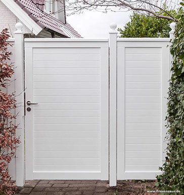 Gartentor OHLAND - Weiße Holztore nach Maß gefertigt.