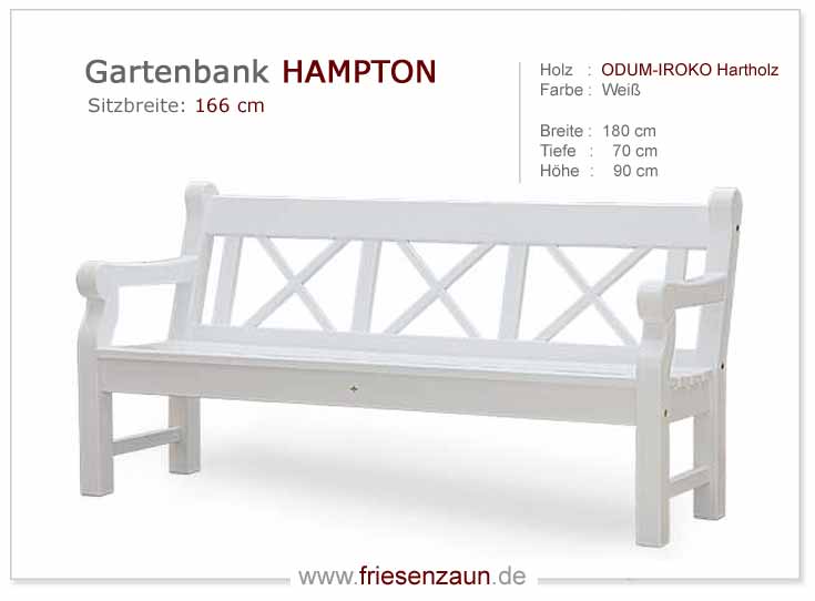 4er Gartenbank Windsor -  Gesamtbreite 240 cm - Sitzbreite 226 cm. Lieferbar in weiß oder in jedem anderen RAL-Farbton.