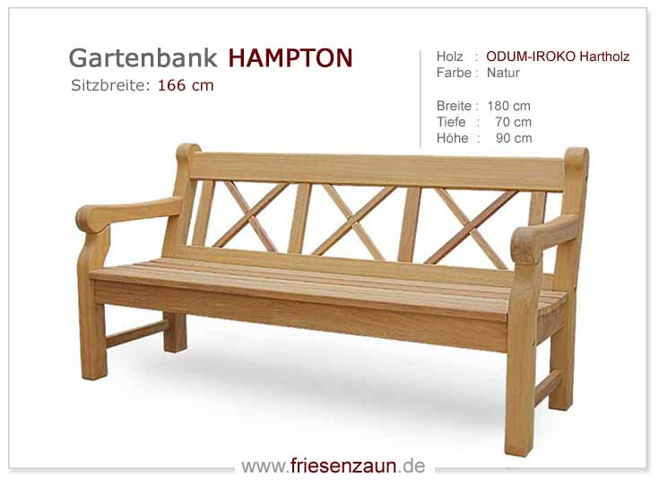 4er Gartenbank Windsor -  Gesamtbreite 240 cm - Sitzbreite 226 cm. Lieferbar in weiß oder in jedem anderen RAL-Farbton.