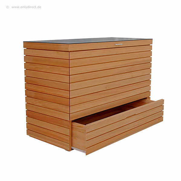 Moderne Kissentruhe CUBUS - astfreies FSC Eukalpthus Hartholz - extra stabile Ausführung - 2 Stück Gasdruckfedern je Deckel.