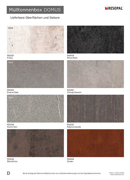 Moderne Mülltonnenbox DOMUS aus HPL-Dekorplatten - Tonnenhaus für 120 + 240 Liter&nbsp; Abfalltonnen - unendlich verlängerbar - Gasdruckfedern