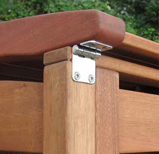 Scharnier aus rostfreiem Edelstahl - Mülltonnenbox CLASSIC für den anspruchsvollen Kunden