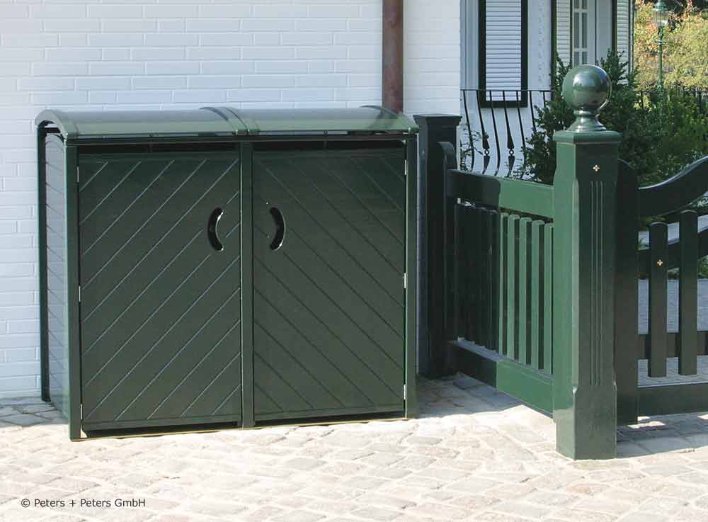 2 x 120 Liter Tonnenschrank SYLT. Lieferbar in grün, weiß oder in jedem anderen RAL-Farbton.