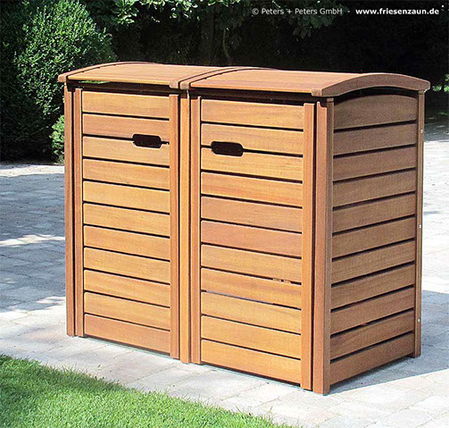 PREMIUM Mülltonnenboxen CLASSIC - FSC Hartholz - 1. Sortierung = quasi astfrei - Oberfläche des Holzes werkseitig fertig geölt
