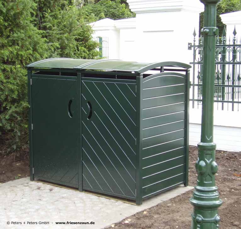 PREMIUM Mülltonnenverkleidung SYLT - 2 x 120 Liter - tannengrün RAL 6009