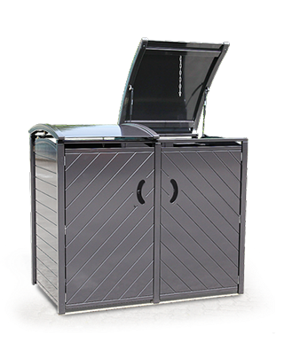 Mülltonnenboxen und Tonnenschränke für 120 + 240 Liter Mülltonnen - Hartholz lackiert mit 25 Jahren Garantie.