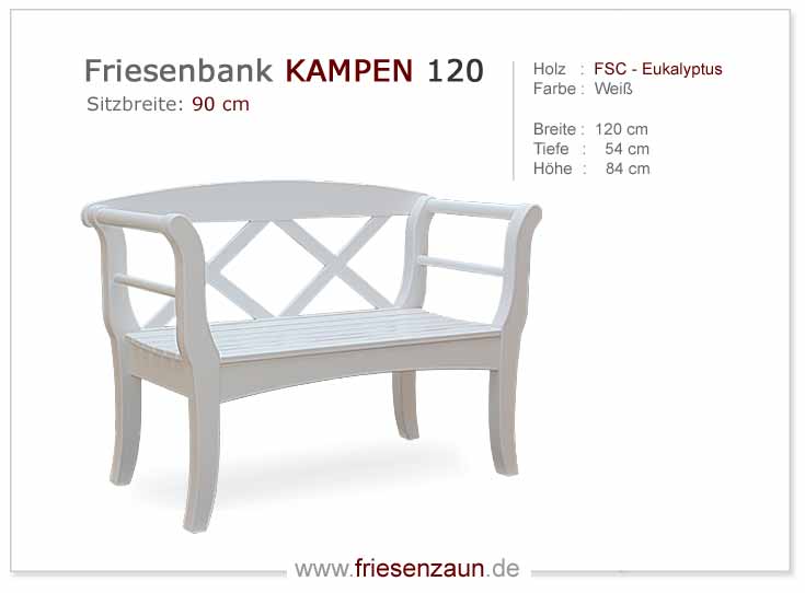 4er Gartenbank Windsor -  Gesamtbreite 240 cm - Sitzbreite 226 cm. Lieferbar in weiß oder in jedem anderen RAL-Farbton.