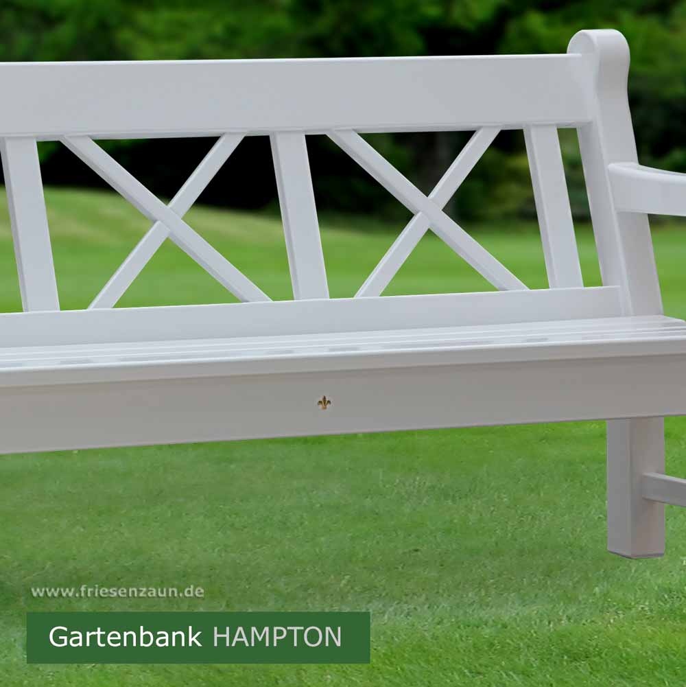 4er Gartenbank Windsor -  Gesamtbreite 240 cm - Sitzbreite 226 cm. Lieferbar in weiß oder in jedem anderen RAL-Farbton.