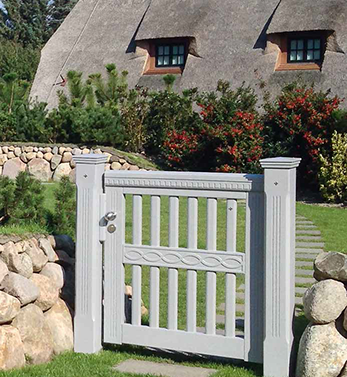 Gartentor BERGSTEDT - Weiße Holztore nach Maß gefertigt - Gartentore in mehr als 200 RAL-Farben.