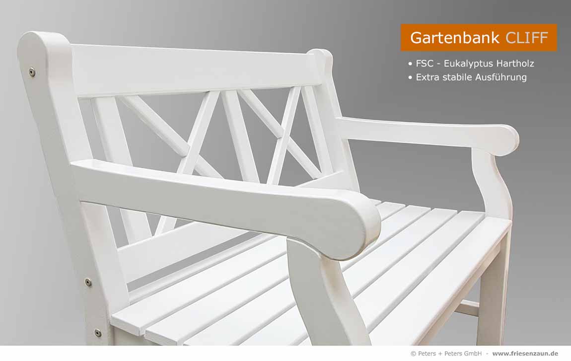 4er Gartenbank Windsor -  Gesamtbreite 240 cm - Sitzbreite 226 cm. Lieferbar in weiß oder in jedem anderen RAL-Farbton.