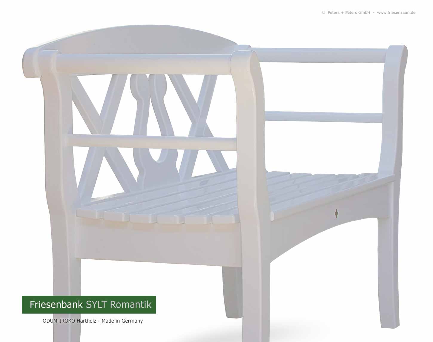Original Sylter Gartenbänke aus ODUM-IROKO Hartholz - Weiße Friesenbänke mit 25 Jahren Garantie.