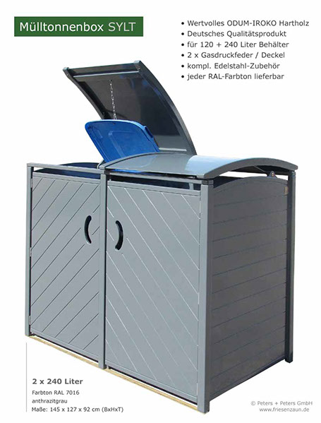 Sylter Mülltonnenverkleidung für 120 Liter oder 240 Liter Mülltonnen.
