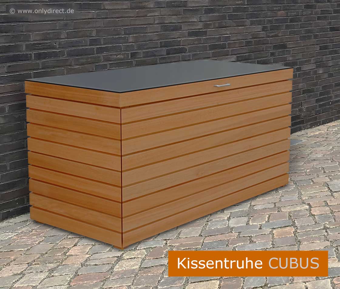 Jede Kissentruhe ist mit 2 Stück Gasdruckfeder pro Deckel ausgestattet. Optional kann die Kissentruhe mit einer Zusatz-Schublade bestellt werden