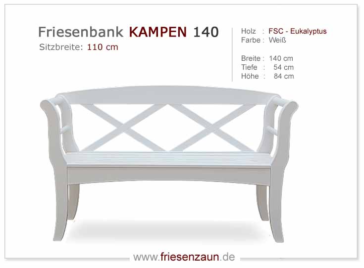 4er Gartenbank Windsor -  Gesamtbreite 240 cm - Sitzbreite 226 cm. Lieferbar in weiß oder in jedem anderen RAL-Farbton.