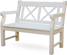 Englische Parkbank CLIFF - Weiße Gartenbank mit nordischen Kreuzen - 2er + 3er Holzbank FSC weiß lackiert