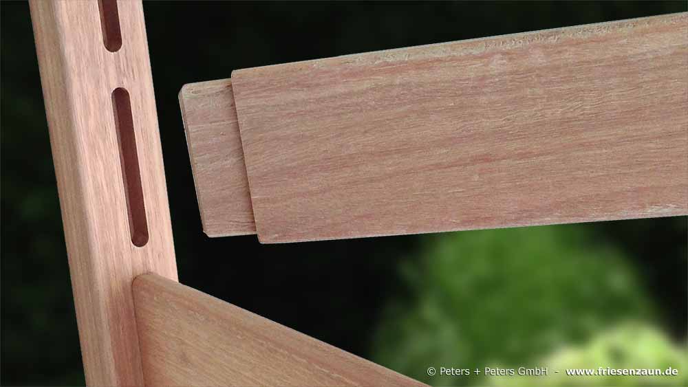 Mülltonnenverkleidung CLASSIC - hochwertige Rundzapfen nach alter Handwerkskunst sorgen für eine lange Lebensdauer.